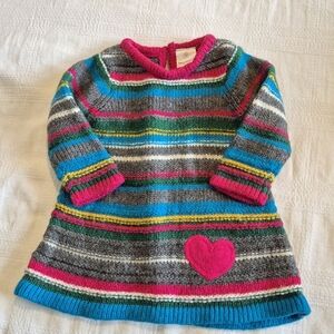 Hanna Andersson girls size 70 or 6-12 months striped sweater dress VGUC